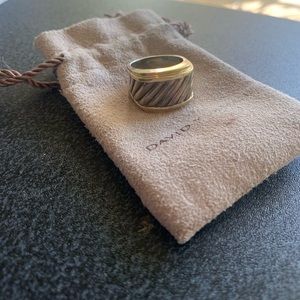 David Yurman Gold and Silver Cable Cigar Ring